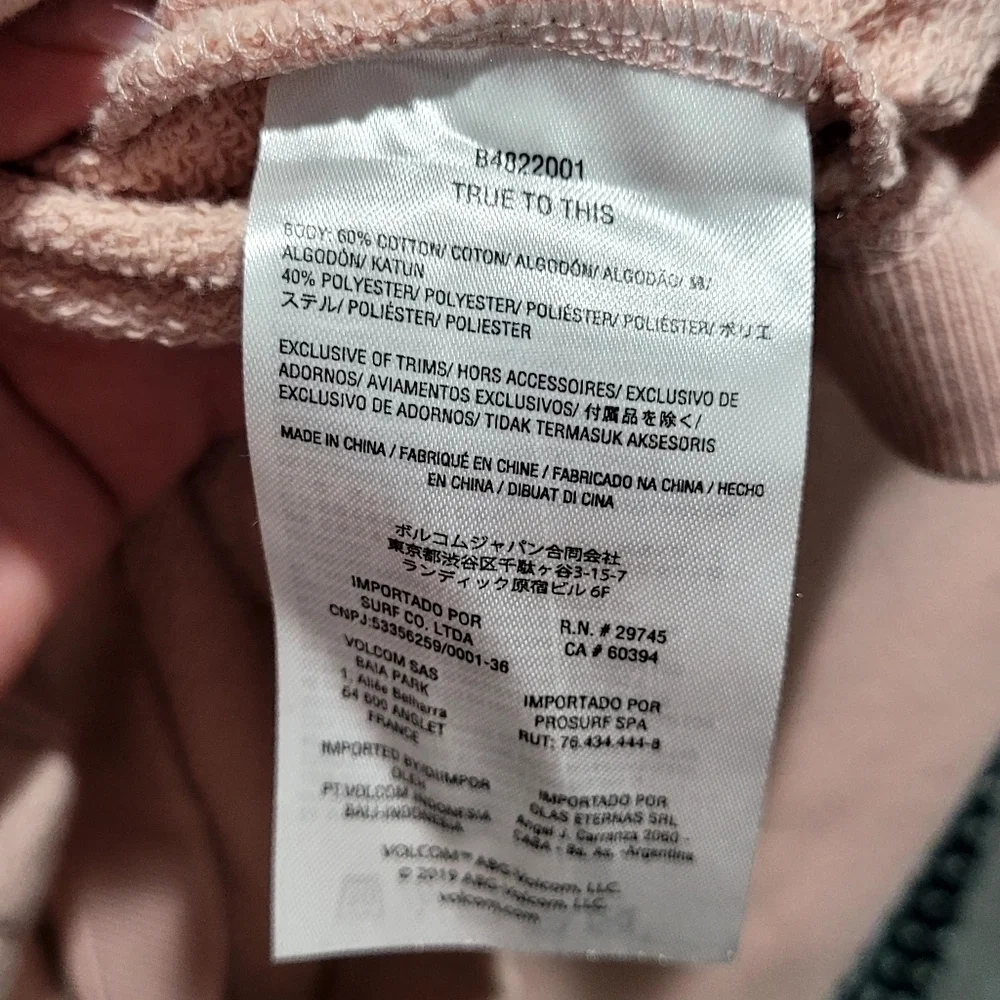 Volcom Light Pink Zipper Hoodie Size Medium